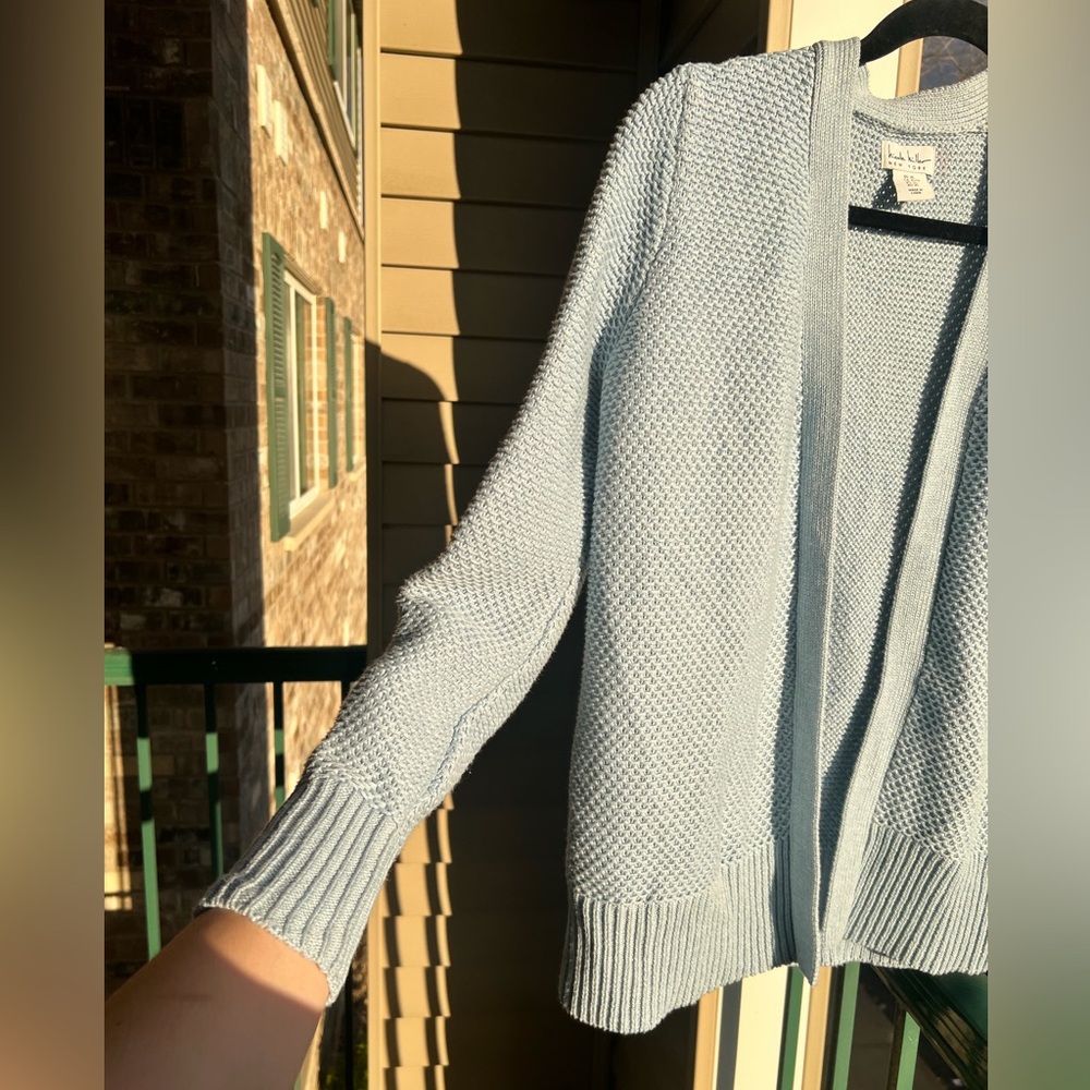 🆕 Nicole Miller New York Blue Open Front Textured Knit Cardigan Sweater Size XS - Picture 10 of 15